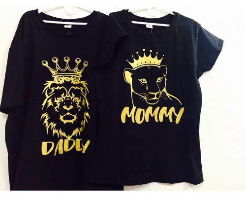 Комплект семейных футболок family look Львы в коронах купить в интернет магазине