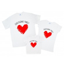 Іменний комплект футболок для всієї родини "Family серце"