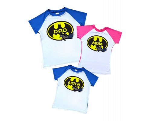 Комплект 2-х цветных футболок Dad, Mom бэтмэн купить в интернет магазине