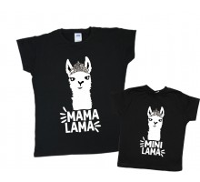 Комплект футболок для мамы и дочки "Mama Lama, Mini Lama"