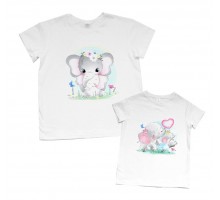 Комплект футболок для мамы и дочки "Слоники"