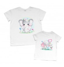 Комплект футболок для мамы и дочки "Слоники"