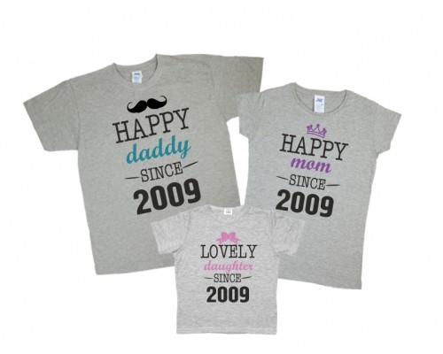 Комплект футболок для всієї родини Happy daddy mom doughter купити в інтернет магазині