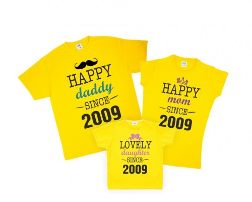 Комплект футболок для всей семьи Happy daddy mom doughter купить в интернет магазине
