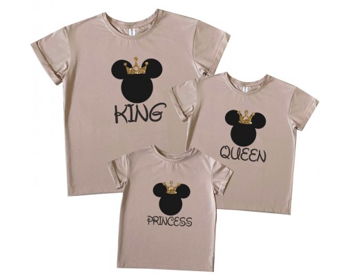 Міккі Мауси в коронах - комплект сімейних футболок family look купити в інтернет магазині