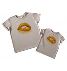 Губы - комплект футболок для мамы и дочки