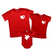 Сердце пазл - комплект футболок для всей семьи