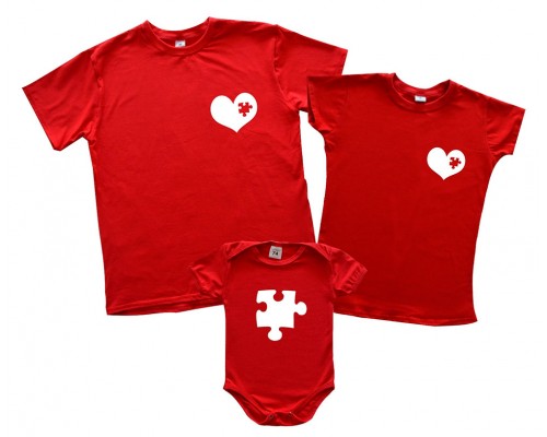 Серце пазл - комплект футболок для всієї родини купити в інтернет магазині