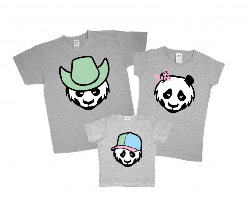 Комплект сімейних футболок family look Панди купити в інтернет магазині