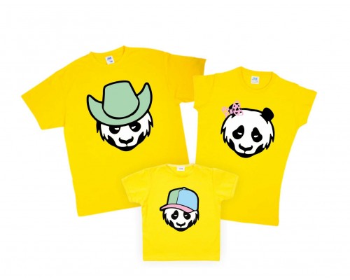 Комплект семейных футболок family look Панды купить в интернет магазине