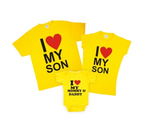 Комплект футболок для всей семьи I love my son купить в интернет магазине
