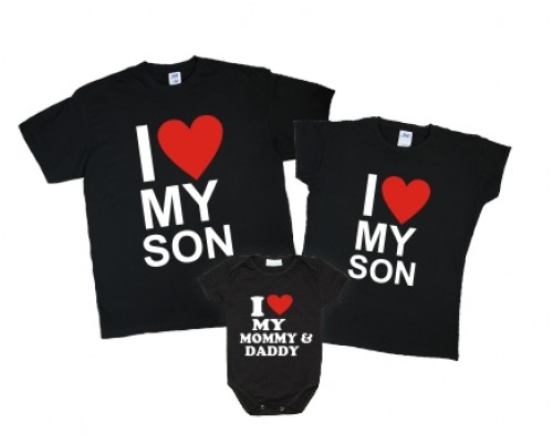 Комплект футболок для всей семьи I love my son купить в интернет магазине