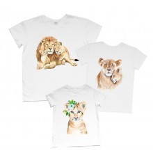 Комплект сімейних футболок family look з левами