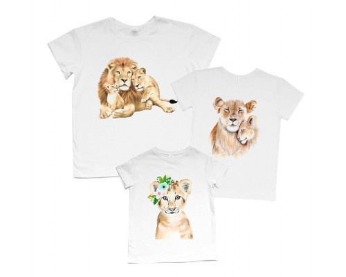 Комплект семейных футболок family look со львами купить в интернет магазине