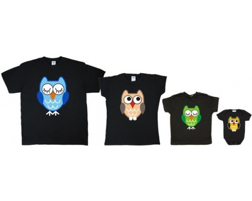 Комплект семейных футболок Family Look Совы купить в интернет магазине