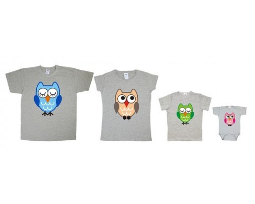 Комплект семейных футболок Family Look Совы купить в интернет магазине