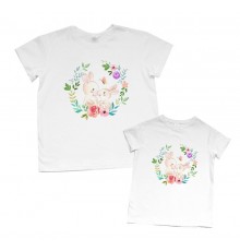Комплект футболок для мамы и дочки "Зайки"