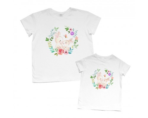 Комплект футболок для мами та доньки Зайчики купити в інтернет магазині