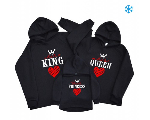 Худи утепленные для всей семьи Her King, His Queen, Their Princess, Prince купить в интернет магазине