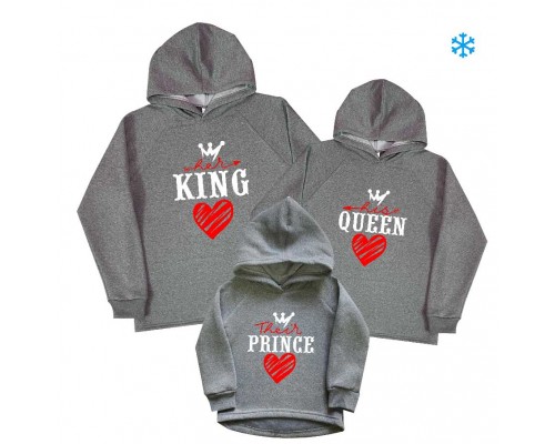 Худи утепленные для всей семьи Her King, His Queen, Their Princess, Prince купить в интернет магазине