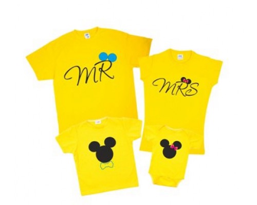 Футболки семейные на четверых Mr. Mickey Mouse, Mrs. Minnie Mouse купить в интернет магазине
