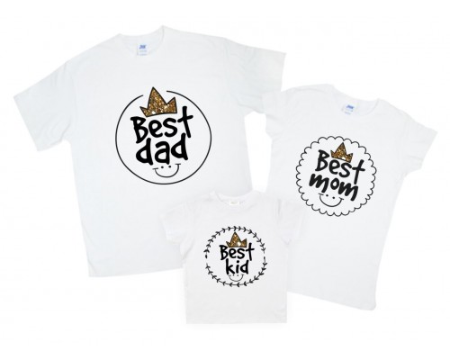 Best dad, Best mom, Best kid - комплект семейных футболок family look купить в интернет магазине