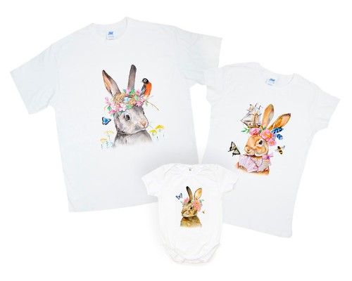 Зайчики - комплект футболок family look для всей семьи купить в интернет магазине