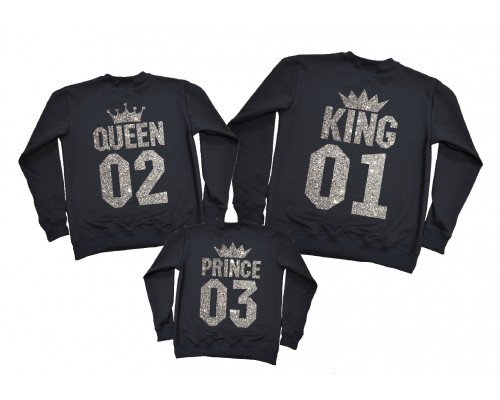 Світшоти Family look для всієї родини King Queen Prince/Princess принт гліттер купити в інтернет магазині