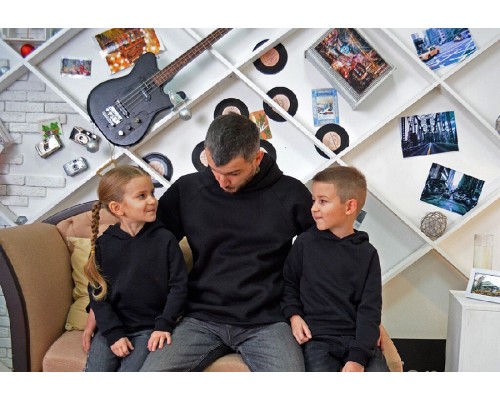 Комплект худи утепленные для папы и сына Кулаки купить в интернет магазине