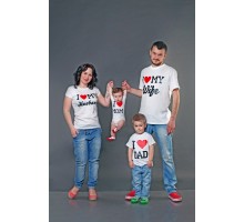 Комплект футболок для всей семьи "I love my Wife Husband Dad Mom"