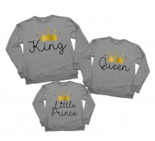 Комплект свитшотов с надписями "King, Queen, Little Prince/Princess"
