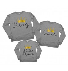 Комплект свитшотов с надписями "King, Queen, Little Prince/Princess"