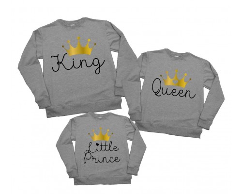 Комплект свитшотов с надписями King, Queen, Little Prince/Princess купить в интернет магазине
