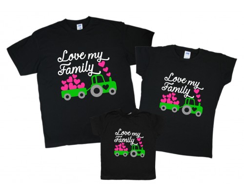 Одинаковые футболки для всей семьи Love my Family купить в интернет магазине