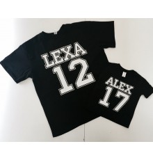 Именные футболки с номером для папы и сына