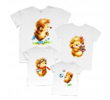Набор футболок для семьи 4 человека с Ёжиками