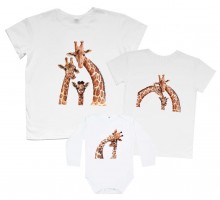 Комплект сімейних футболок family look з жирафами