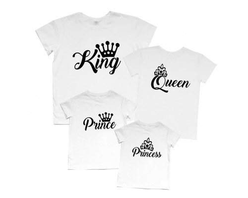 Футболки для всей семьи King, Queen, Prince, Princess с коронами купить в интернет магазине