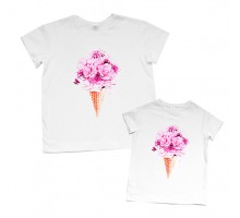 Комплект футболок для мамы и дочки "Букет цветов"