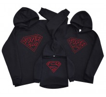 Комплект утеплених худі для всієї родини "Superdad, supermom, superman"