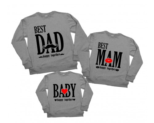 Комплект свитшотов family look Best Dad, Mam, Baby купить в интернет магазине
