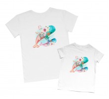 Комплект футболок для мамы и дочки "Киты"