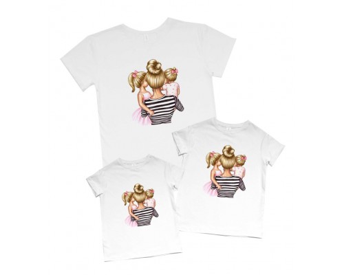 Мама и две дочки - комплект семейных футболок купить в интернет магазине