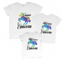 Unicorn Daddy, Mama, Princess - комплект футболок для всієї родини