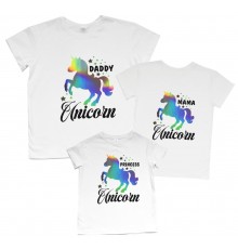 Unicorn Daddy, Mama, Princess - комплект футболок для всієї родини