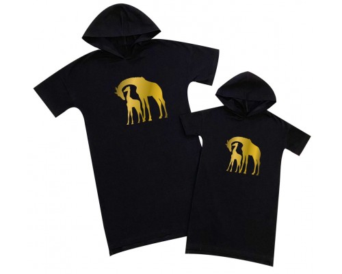 Жирафы - комплект платьев для мамы и дочки купить в интернет магазине