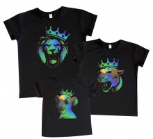 Леви в коронах голограма - комплект футболок для всієї родини