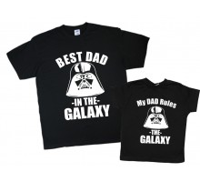 Комплект футболок для тата та сина "Best Dad in the Galaxy" принт Дарт Вейдер