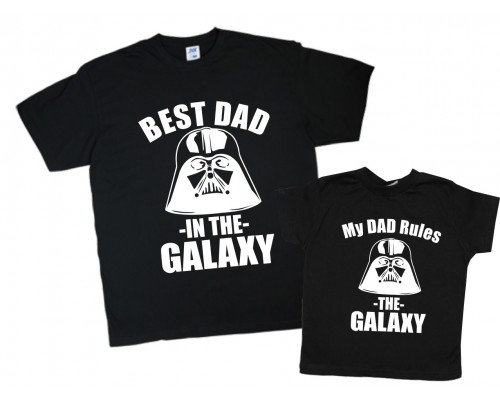 Комплект футболок для тата та сина Best Dad in the Galaxy принт Дарт Вейдер купити в інтернет магазині