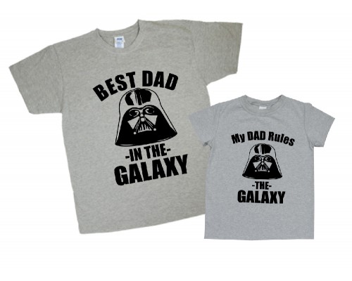 Комплект футболок для папы и сына Best Dad in the Galaxy принт Дарт Вейдер купить в интернет магазине